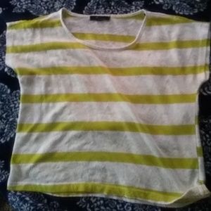 This is a yellow,stripped,lace shirt